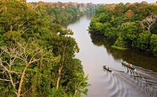 canoeing in the Amazon