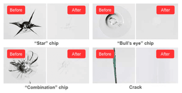 Use this diagram to verify what type of windshield rock chips you may have experienced.