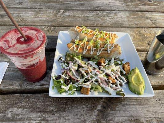 Wild Berry Smoothie and Jackfruit Burritos