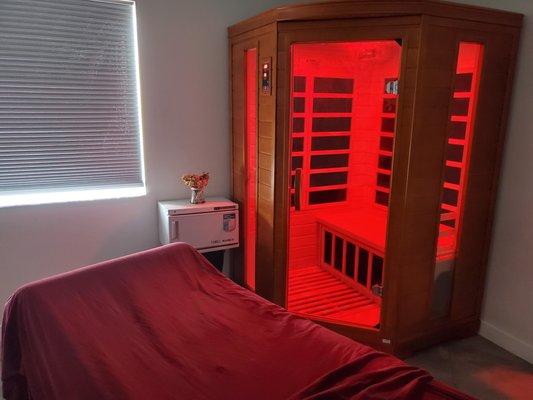 We have an infrared Sauna available for our clients.   20 minute and 30 minute sessions are available.