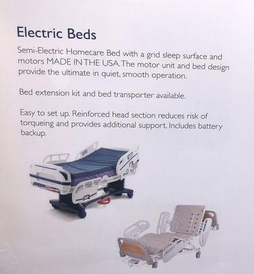 Electric or non electric hospital beds.