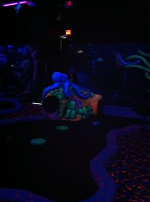 Inside the glo-golf!