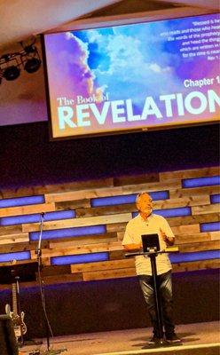 Pastor Tom, preaching about the end of times, in the book Revelation.