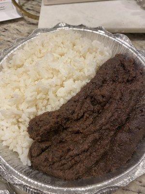 Arroz y frijoles volteados