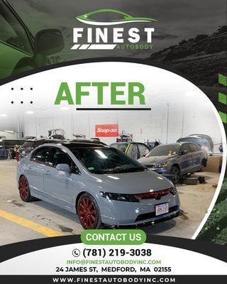 Finest Auto Body Inc
 24 James Street.
 Medford, Ma 02155