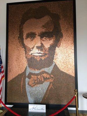 A Lincoln by Richard Schlatter, ArtPrize winner. It's made of pennies, very cool.