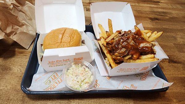 Bacon & Cheese Burger and BBQ Fries