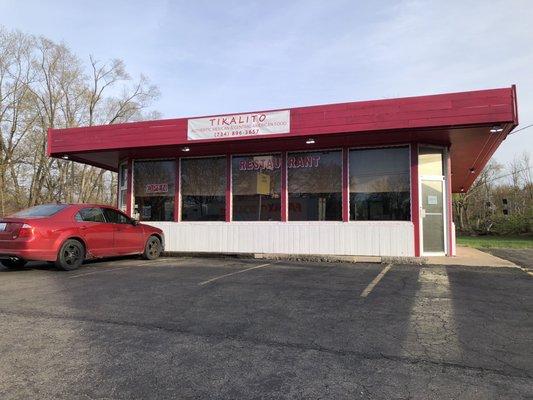 The front of the restaurant after repainting.