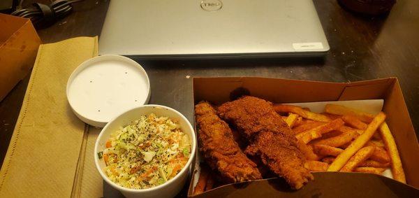 Two piece chicken strip combo. Added cole slaw