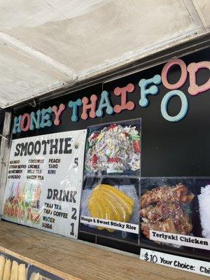 Honey Thai food truck sign