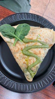 Chicken Pesto Crepe minus tomatoes