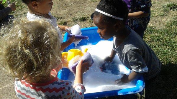 Water play with friends.