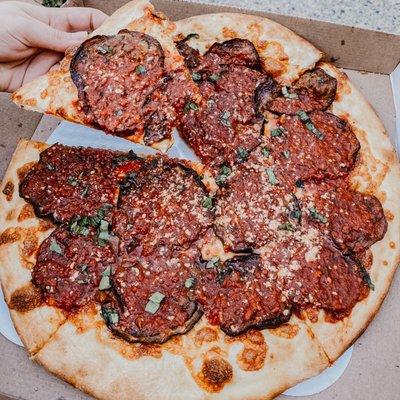 Eggplant Marinara Pizza