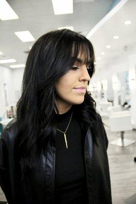 Dark Diva Haircolor and Modern Shag Haircut at Zoe Grace Salon and Medi Spa NKY Cincinnati area