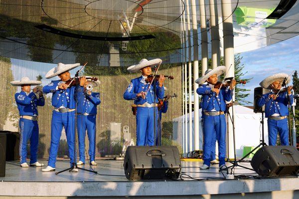 Mariachi Ayutla's Live Music Performance at the Buoyant Stage in Redmond Downtown Park.