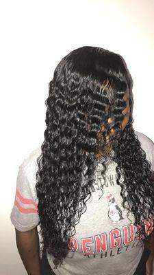 Sewin with closure with our Ocean Deep Wave.  Book Now www.beautiijandco.com