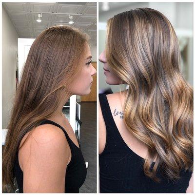 Before and after balayage