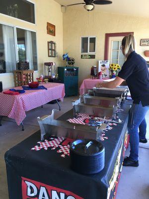 All the tables we needed for the backyard bbq baby shower