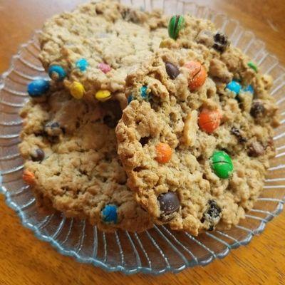 Gluten-free monster cookies are sooooo good.