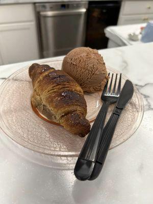 Gluten-Free and Vegan Berry-Stuffed Croissant with Vegan Chocolate Gelato