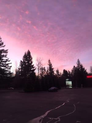 Gorgeous sunrise from the drive-thru at Coffee Caboose, join us for morning coffee drink.