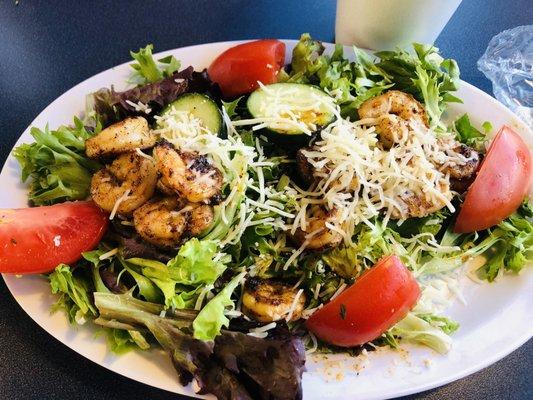 Blackened shrimp salad-- not bad, but not filling.