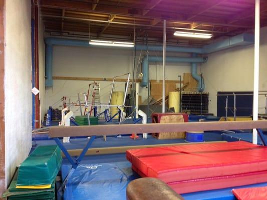 The serious gymnastics equipment.