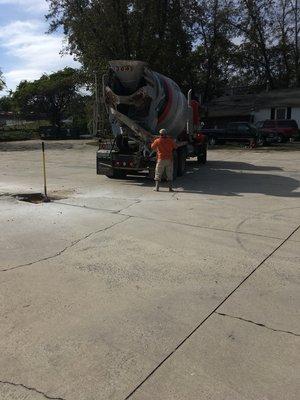 Preparing truck for pouring the concrete 5,000 PSI