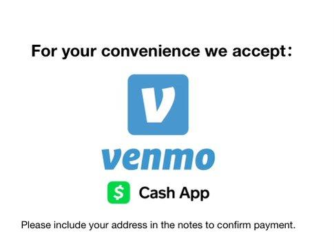 Receive an additional $5 off when you choose a contactless payment through cash app or Venmo.
Text us for more information!