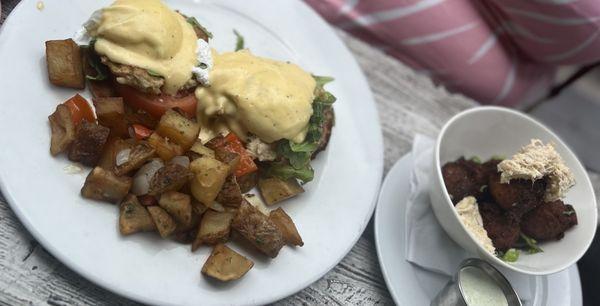 Crab Benedict & Crab Hushpuppies