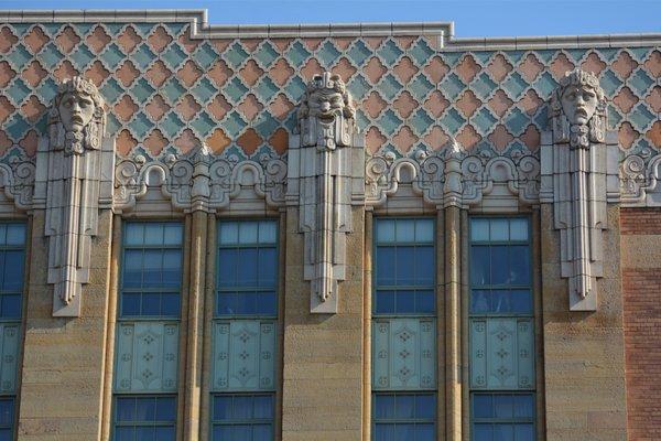 Music Hall facade designed by Italian sculptor Corrado Parducci.