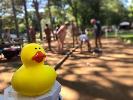 The tape measure comes out during a close game of pétanque