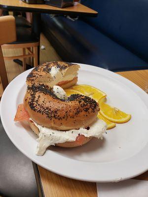 Bagel with cream cheese and nova