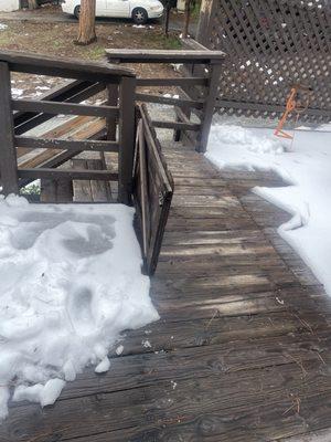 Rotted deck gate broke due to snow