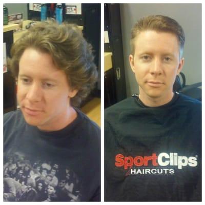 Before and after of a client going to a job interview.