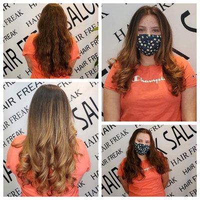 Check out these beautiful Before and After Pictures of this masterfully done Obré Balayage!.