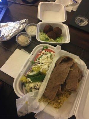 Gyro platter and falafel