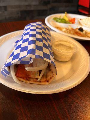 Lamb souvlaki wrap.  Delicious.