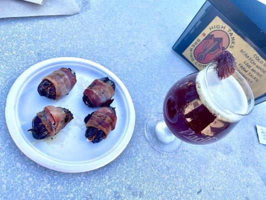 HIGH tanks Brewery Wellton, AZ - December 8, 2024 - Bacon wrapped stuffed dates and double date 8.5% porter