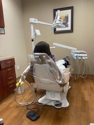 My daughter in the dental room.