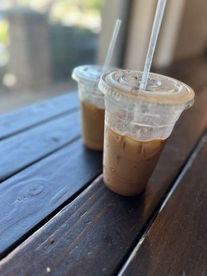 Iced Brown sugar latte + iced mocha latte