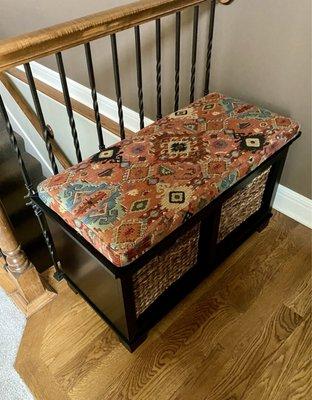 Recovered entryway bench cushion