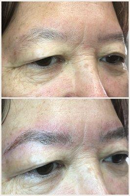 Microblading with light shading