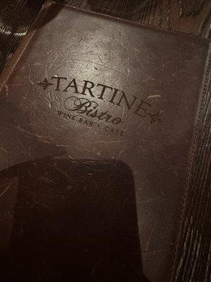 Leather cocktail and wine menu