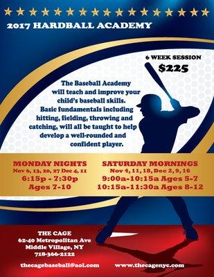 Brush up on your Baseball Skills this Off Season with our Hardball Academy Clinic