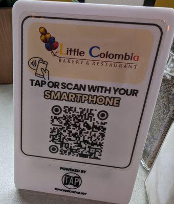 QR code for menu