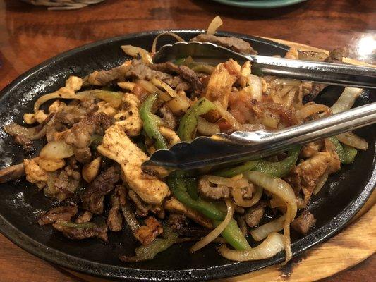 Steak and chicken fajitas