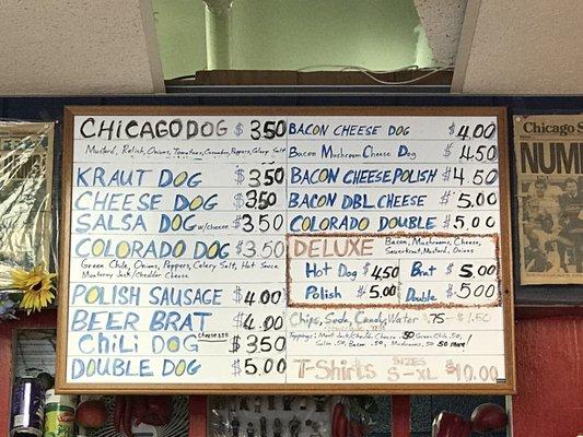 Menu- Chicago dogs are awesome