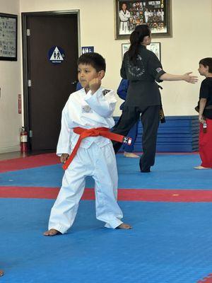 In his first orange belt class