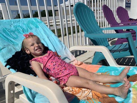 All the pool lounge chairs are new and there is not a shortage at all.